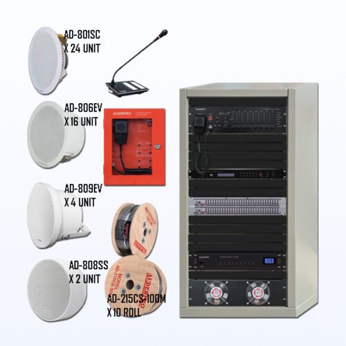 Paket BEVA-10 Sound System Paging + BGM + Alarm Evacuation AUDERPRO EVA 8 Zone Produk Original