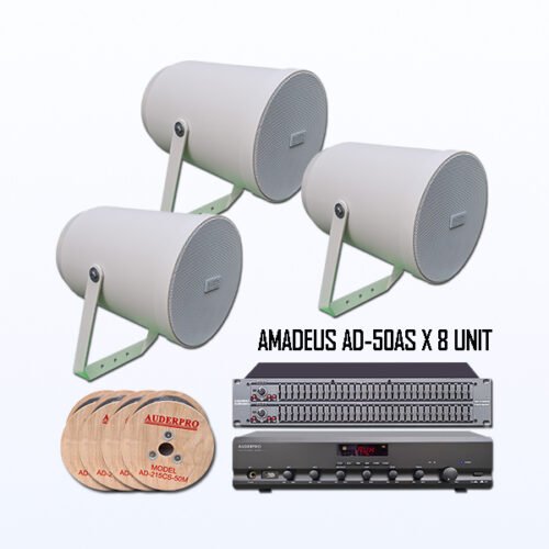 Paket BAS10 Sound System Softmusik Museum Galeri Kantor Speaker AUDERPRO AMADEUS AD-50AS