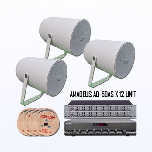 Paket BAS6 Sound System Softmusik Museum Galeri Kantor Speaker AUDERPRO AMADEUS AD-50AS