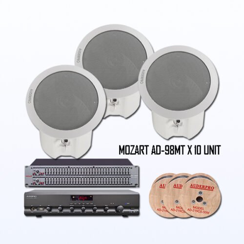 Paket BMT1 Sound System Softmusik Cafe Kantor Hotel Speaker Ceiling AUDERPRO MOZART AD-98MT