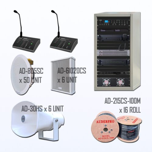Paket BPA-6 Sound System Paging + BGM+ Alarm Evacuation + Car Call Gedung AUDERPRO CAMBRIO 6 Zone