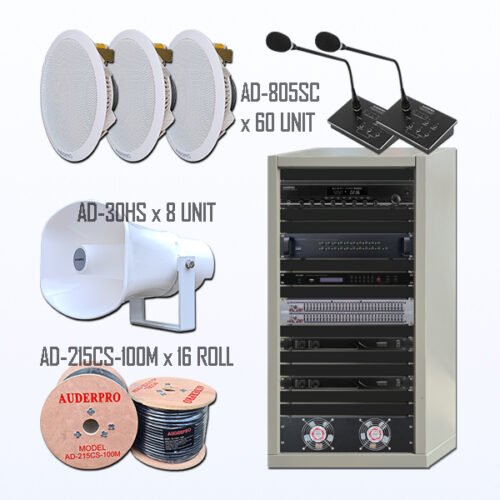 Paket BPC-4 Audio Paging + BGM + Car Call Gedung Kantor Rumah Sakit AUDERPRO CAMBRIO 2 Zone