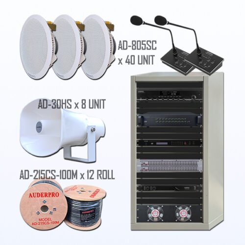 Paket BPC-8 Audio Paging + BGM + Car Call Gedung Kantor Rumah Sakit AUDERPRO CAMBRIO 2 Zone