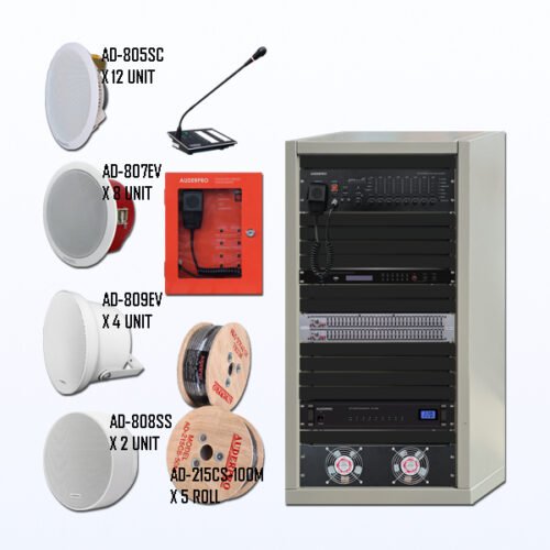 Paket BEVA-11 Sound System Paging + BGM + Alarm Evacuation AUDERPRO EVA 8 Zone Produk Original