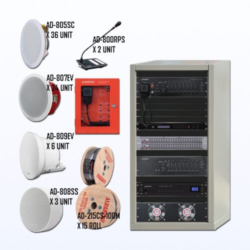 Paket BEVA-7 Sound System Paging + BGM + Alarm Evacuation AUDERPRO EVA 8 – 16 Zone Produk Original