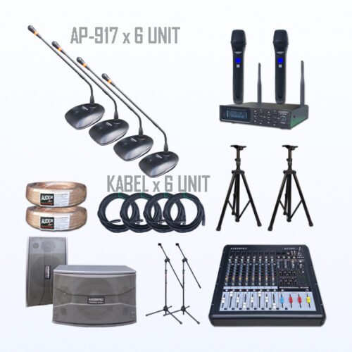 Paket BM-6 Mic Meja Kabel AUDERPRO AP-917 Support Phantom & Baterai – Tanpa System Chairman