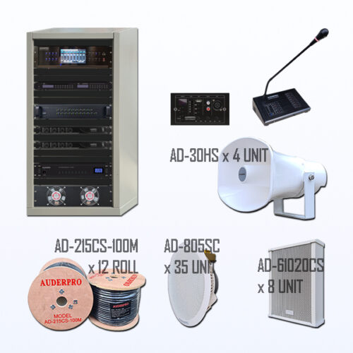 Paket MAT-9 Sound System Paging + BGM+ Alarm Evacuation + Car Call Gedung AUDERPRO MATRIX 8 Zone