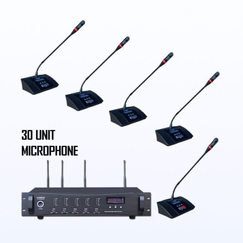 Paket BMW-10 AUDERPRO Wireless Conference Pakai 30 Mikrofon UHF Original Untuk Ruang Meeting & Konferensi