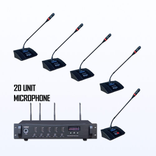 Paket BMW-12 AUDERPRO Wireless Conference Pakai 20 Mikrofon UHF Original Untuk Ruang Meeting & Konferensi