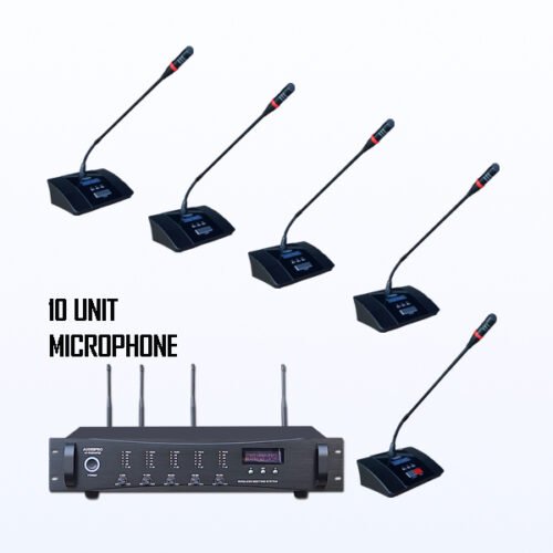 Paket BMW-14 AUDERPRO Wireless Conference Pakai 10 Mikrofon UHF Original Untuk Ruang Meeting & Konferensi