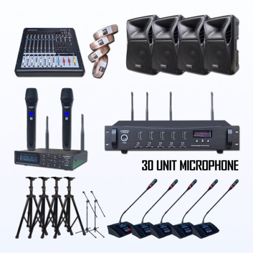Paket BMW-2 AUDERPRO Wireless Conference Pakai 30 Mikrofon UHF Original Untuk Ruang Meeting & Konferensi