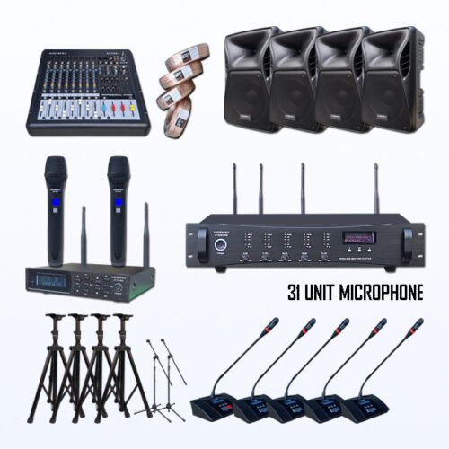 Paket BMW-2 AUDERPRO Wireless Conference Pakai 31 Mikrofon UHF Original Untuk Ruang Meeting & Konferensi