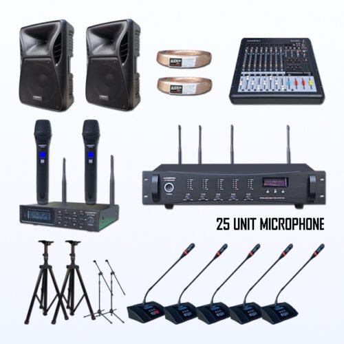 Paket BMW-3 AUDERPRO Wireless Conference Pakai 25 Mikrofon UHF Original Untuk Ruang Meeting & Konferensi
