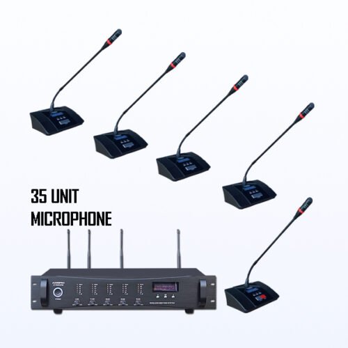 Paket BMW-9 AUDERPRO Wireless Conference Pakai 35 Mikrofon UHF Original Untuk Ruang Meeting & Konferensi