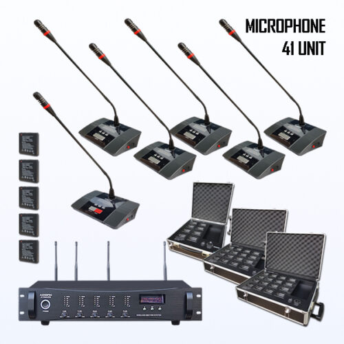 Paket BRM-11 Mic Conference Wireless AUDERPRO AP-9000R Pakai 41 Mikrofon UHF + Baterai Rechargeable