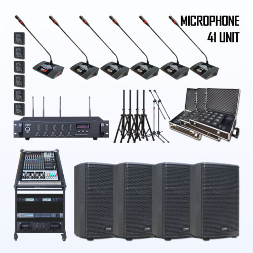 Paket BRM-2 Mic Conference Wireless AUDERPRO AP-9000R Pakai 41 Mikrofon UHF + Baterai Rechargeable