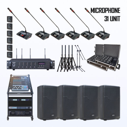 Paket BRM-4 Mic Conference Wireless AUDERPRO AP-9000R Pakai 31 Mikrofon UHF + Baterai Rechargeable
