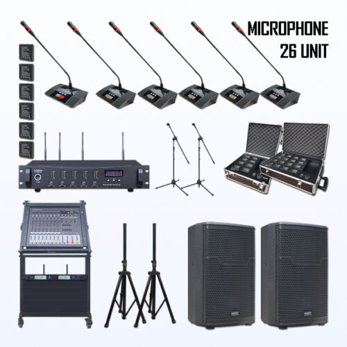 Paket BRM-5 Mic Conference Wireless AUDERPRO AP-9000R Pakai 26 Mikrofon UHF + Baterai Rechargeable
