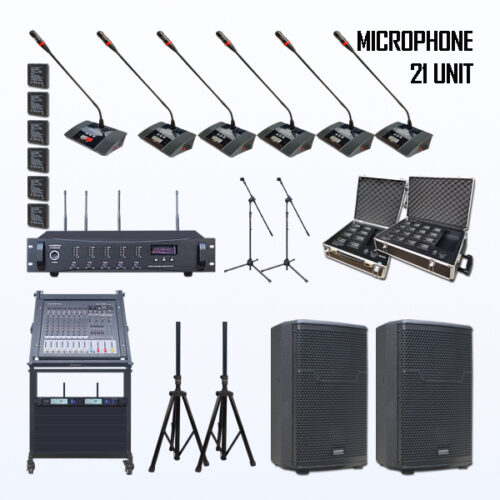 Paket BRM-6 Mic Conference Wireless AUDERPRO AP-9000R Pakai 21 Mikrofon UHF + Baterai Rechargeable