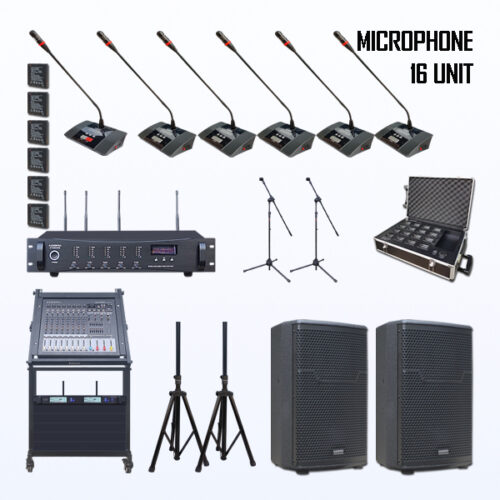 Paket BRM-7 Mic Conference Wireless AUDERPRO AP-9000R Pakai 16 Mikrofon UHF + Baterai Rechargeable