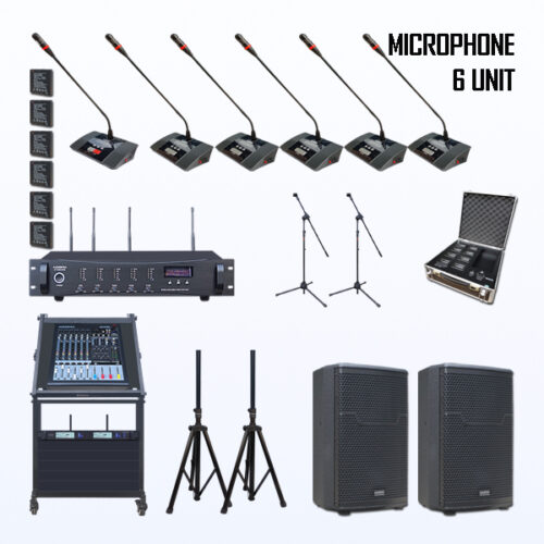Paket BRM-9 Mic Conference Wireless AUDERPRO AP-9000R Pakai 6 Mikrofon UHF + Baterai Rechargeable